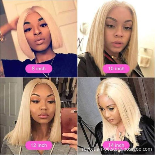 Wholesale 180 Density Raw Indian 100% Human Hair Virgin 613 Blonde Color Straight T Part HD Transparent Lace Frontal Bob Wigs